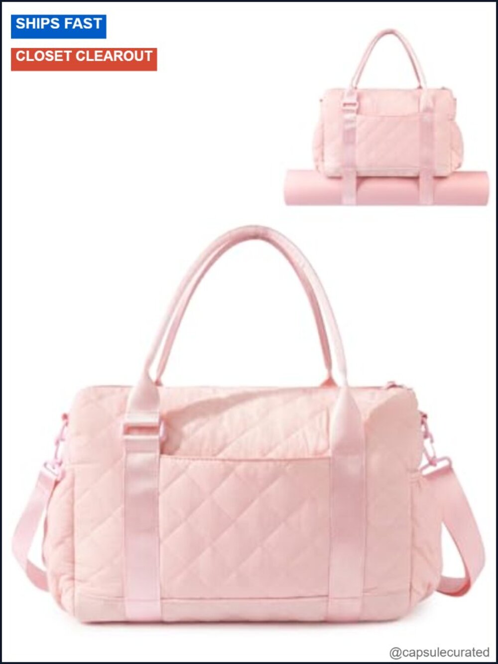 Mini Quilted Gym Bag With Yoga Mat Holder